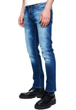 R-Neal Herren Jeans-Hose Regular Fit Kontrast-Naht Stretch-Cotton Freizeit-Hose 32er Schrittlänge Dicke-Naht 234/236/243, Hosengröße:32W / 32L, Denim Color:12-236-3 von R-Neal