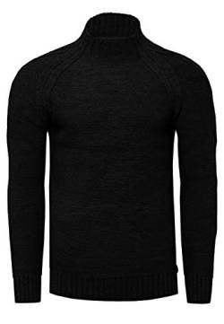 R-Neal Herren Stehkragen Strick Pullover Feinstrick & Grobstrick Strickpullover Langarm mit Individuellem Design, Größe:S, Knitwear:Schwarz 356 von R-Neal