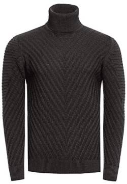 R-Neal Rollkragenpullover Herren Feinstrickpullover mit Stehkragen Langarm Fein-Strick Pulli Rollkragen-Ausschnitt für Männer 380, Farbe:Khaki, Größe:M von R-Neal