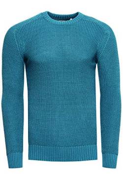 R-Neal Strickpullover Herren Basic Business Rundhalspullover Crew Neck Langarm Strick Pulli Rundhals-Ausschnitt für Männer 383, Farbe:Petrol, Größe:L von R-Neal