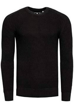 R-Neal Strickpullover Herren Basic Business Rundhalspullover Crew Neck Langarm Strick Pulli Rundhals-Ausschnitt für Männer 383, Farbe:Schwarz, Größe:M von R-Neal