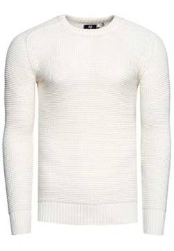 R-Neal Strickpullover Herren Basic Business Rundhalspullover Crew Neck Langarm Strick Pulli Rundhals-Ausschnitt für Männer 383, Farbe:Weiß, Größe:3XL von R-Neal