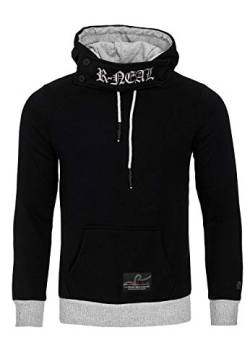 R-Neal Sweatshirt Herren Kapuzenpullover mit Verschluss Designer Langarm Sweater Men Hoody 9325, Farbe:Schwarz, Größe:M von R-Neal