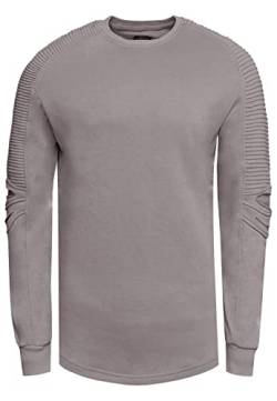 R-Neal Sweatshirt Herren Rundhals Biker Sweat Shirt Streetwear Sweater Premium Basics Langarm Pullover 056, Farbe: Dunkelgrau, Größe: 2XL von R-Neal