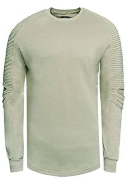 R-Neal Sweatshirt Herren Rundhals Biker Sweat Shirt Streetwear Sweater Premium Basics Langarm Pullover 056, Farbe: Hellgrün, Größe: 2XL von R-Neal