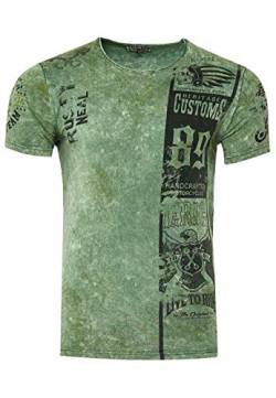 Rusty Neal Herren T-Shirt Rundhals All Over Print Tee Shirt Kurzarm Regular Fit Stretch 100% Baumwolle S M L XL XXL 3XL 234, Farbe:Khaki, Größe:M von R-Neal