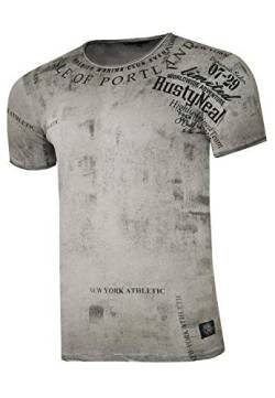 Rusty Neal Herren T-Shirt Rundhals Printed Tee Shirt Kurzarm Regular Fit Stretch 100% Baumwolle S M L XL XXL 3XL 244, Farbe:Anthrazit, Größe:2XL von R-Neal