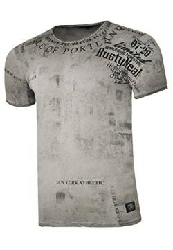 Rusty Neal Herren T-Shirt Rundhals Printed Tee Shirt Kurzarm Regular Fit Stretch 100% Baumwolle S M L XL XXL 3XL 244, Farbe:Anthrazit, Größe:XL von R-Neal