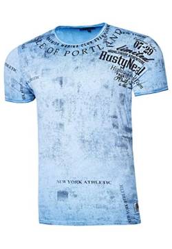 Rusty Neal Herren T-Shirt Rundhals Printed Tee Shirt Kurzarm Regular Fit Stretch 100% Baumwolle S M L XL XXL 3XL 244, Farbe:Blau, Größe:3XL von R-Neal