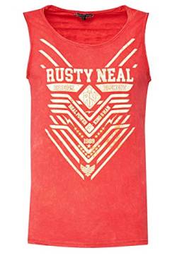 Rusty Neal Herren Tank Top Shirt Tiefer Rundhals Tee Shirt Regular Fit Stretch 100% Baumwolle S M L XL XXL 3XL 247, Größe:S, Farbe:Koralle von R-Neal