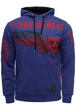 Sweatshirt Herren Kapuzenpullover Rusty Neal Sweater Full Over Printed Skull Kapuzen Pullover Langarm Hoodie 149, Farbe:Marine, Größe:2XL von R-Neal