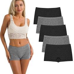 R RUXIA Damen Boyshort Höschen Nahtlose Nylon Unterwäsche Stretch Boxer Slips 5er Pack, B004, L von R RUXIA