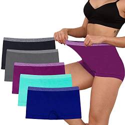 R RUXIA Damen Boyshort Panties Nahtlose Unterwäsche No Show Cheeky Panty Soft Stretch Boxer Briefs Gr. Medium, B8-5 von R RUXIA