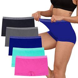 R RUXIA Damen Boyshort Panties Nahtlose Unterwäsche No Show Cheeky Panty Soft Stretch Boxershorts, B8-2, 36 von R RUXIA