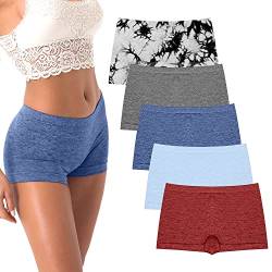 R RUXIA Damen Boyshorts Unterwäsche Nahtlose Jungen Shorts Höschen Weich Stretch Boxershorts 5 Packungen (Regular & Plus Size), Dhb12, 3XL Große Größen von R RUXIA