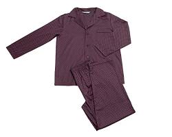 Revise RE-910 Schlafanzug für Herren - Herrenpyjamas - Pyjama – 100% Baumwolle – Dunkelblau/Rot C7– Gr. S von R Revise