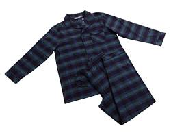 Revise RE-911 Schlafanzug für Herren - Lang - Flannel 100% Baumwolle - Pyjama - Dunkelblau/Grün 1035 – Gr. L von R Revise