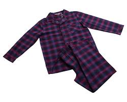Revise RE-911 Schlafanzug für Herren - Lang - Flannel 100% Baumwolle - Pyjama - Dunkelblau/Rot 1055 – Gr. 4XL von R Revise