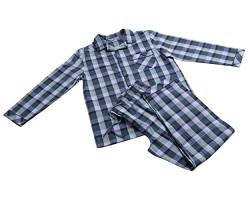 Revise RE-911 Schlafanzug für Herren - Lang - Flannel 100% Baumwolle - Pyjama - Grün/Dunkelblau 1050 – Gr. L von R Revise