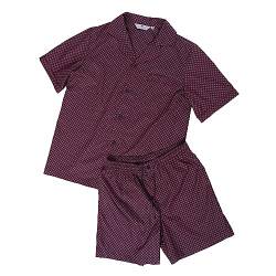 Revise RE-950 Schlafanzug für Herren - Kurz - Kurzer Herrenpyjama - Pyjama – 100% Baumwolle – Dunkelblau/Rot C7– Gr. S von R Revise