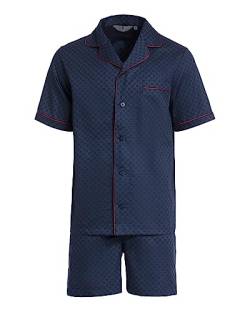 Revise RE-950 Schlafanzug für Herren - Kurz - Kurzer Herrenpyjama - Pyjama – 100% Baumwolle – Dunkelblau C3 – Gr. XL von R Revise
