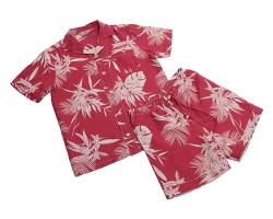 Revise RE-951 Schlafanzug für Herren aus Leinen -Kurz - Kurzer Herrenpyjama - Pyjama – 100% Leinen - Rot mit Muster – Gr. XXL von R Revise