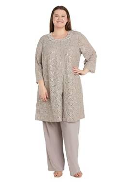 R&M Richards Damen 3-teilige Anzughose Business-Anzug Hosen-Set, Taupe, 18 Plus von R&M Richards