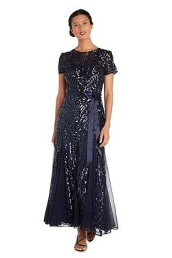 R&M Richards Damen One Piece Short Sleeve Embelished Sequins Gown Kleid, Marineblau, 36 von R&M Richards