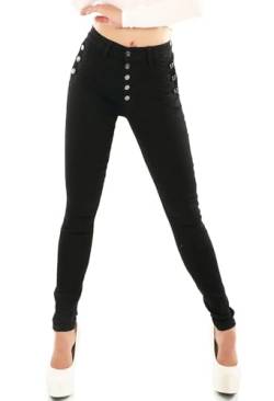 R.Jonaco Damen High Waist Jeans Skinny Slim Stretch Denim Hose Größe 32-42, schwarz 2, 40 von R.Jonaco