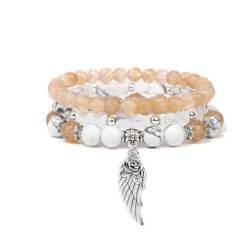 Handmade Silber Farbe Rose Engel Flügel Anhänger Armband Natürliche Rosa Quarz Kristall Perlen Charm Armband Frauen Romantische Schmuck von RAEF