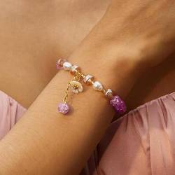 RAEF 1Pcs Mode Blume Imitation Perle Kristall Perlen Armband Für Frauen Elastische Einstellbare Charm Armband Freundschaft Schmuck Zubehör von RAEF