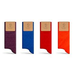 RAFRAY Rafray Socks Dots Socken Geschenkbox - Polka Dot - Premium Baumwolle - 4 Paar - Größe 40-44, Lila, Rot, Blau, Orange, 40-44 von RAFRAY