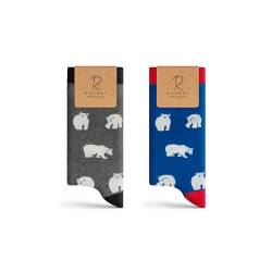 RAFRAY Socken – Funky Socks Polar Bear - Eisbär Socken in Geschenkbox – Premium Baumwolle – 2 Paar – Größe 40–44 von RAFRAY