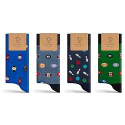 RAFRAY Socks - Funky Socken Geschenkbox - 8-Pool-Bowling-Uhr - Game Socken - Premium Baumwolle - 4 Paar - Größe 40-44 von RAFRAY