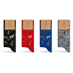 Rafray Socks Forest Animals - Unisex Socken Geschenkbox - Premium Baumwolle - 4 Paar - Größe 36-40, Rot, Schwarz, Blau, Grau, 36-40 von RAFRAY