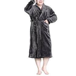 RAFYZY Männer Plus Size Fleece Nachthemd Schalkragen Lange Bademantel Herren Verdickte Robe Nachtwäsche für Winter,Dark gray,5XL von RAFYZY