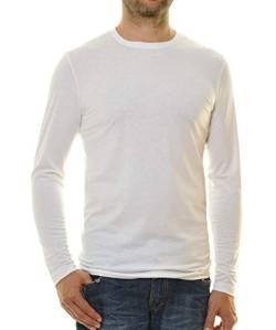 RAGMAN Herren Langarm Shirt mit rundhals Bodyfit Weiss-006 S von RAGMAN