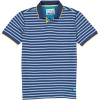 RAGMAN Herren Polo-Shirt blau Baumwoll-Piqué gestreift von RAGMAN