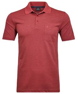 RAGMAN Herren Softknit-Polo fein gestreift S, Koralle-606 von RAGMAN