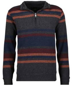 RAGMAN Herren Streifen-Sweater mit Troyer-Kragen XL, Anthrazit-019 von RAGMAN