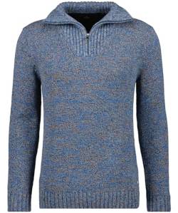 RAGMAN Herren Tweed-Pullover mit Troyer XL, Blau-174 von RAGMAN