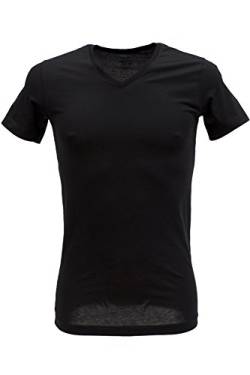 Ragman Herren 2 T-Shirt Doppelpack Bodyfit mit V-Ausschnitt, Schwarz, L von RAGMAN