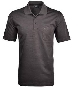 Ragman Herren Softknit-Polo fein gestreift,Grau (Schiefer 027),XL von RAGMAN