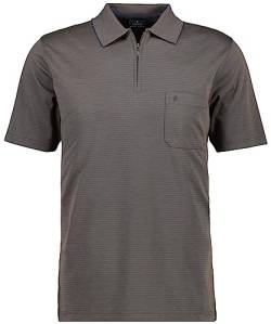 Ragman Herren Softknit-Polo mit Zip, fein gestreift M, Taupe dunkel-867 von RAGMAN