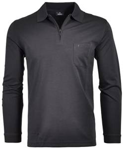 Ragman Herren Softknit-Poloshirt Langarm mit Zip M Schwarz von RAGMAN