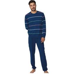 RAGNO Herren-Schlafanzug aus reiner Baumwolle, Art. Streifen - 48, Blau, blau, 42 von RAGNO