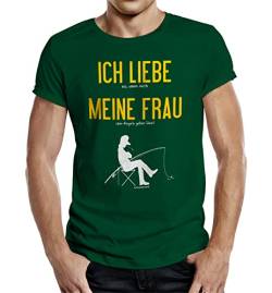 RAHMENLOS Original T-Shirt für Angler und Fischer: Ich Liebe Meine Frau., Grün, L von RAHMENLOS