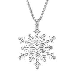 RAIDIN 18K Gold Silber plattiert Edelstahl süße Weihnachten Halskette für Damen Mädchen Modeschmuck Anhänger Geschenke für Urlaub Party Dekorationen (Schneeflocke-117SL) von RAIDIN