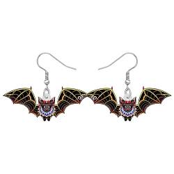 RAIDIN Acryl Halloween bunte Fledermaus Vampir Ohrringe für Damen Mädchen süße baumeln Tropfen Halloween Haken Ohrringe Schmuck Geschenke für die gruselige Jahreszeit Dekoration (Braun) von RAIDIN