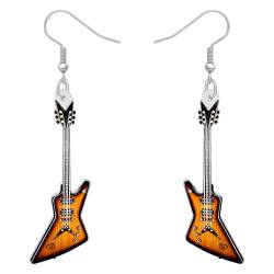 RAIDIN Acryl Kreative Musik Bass E-Gitarre Ohrringe für Damen Mädchen Geschenk Süße Baumeln Ohrringe Schmuck für Party Charms Dekorationen (Braun) von RAIDIN